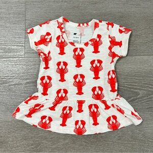 Monica + Andy Lobster Short Sleeve Peplum Top